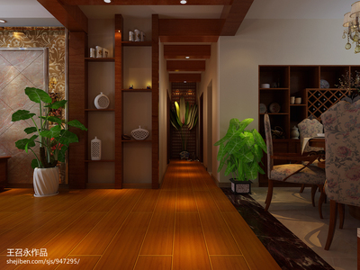 東南亞風韻，廊間雅趣 博古架在室內過道中的點睛設計